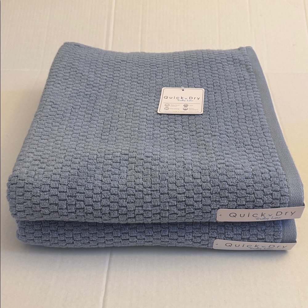 2pc TRULY LOU Quick Dry 100% Cotton Bath Towel Set - Moonstone2 - Blue